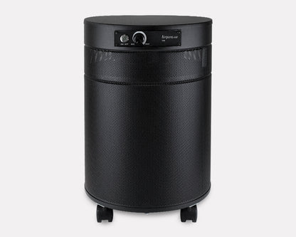 Airpura F700 Air Purifier, Formaldehyde and VOCs, 18 lb Carbon, Black, front view on grey studio background