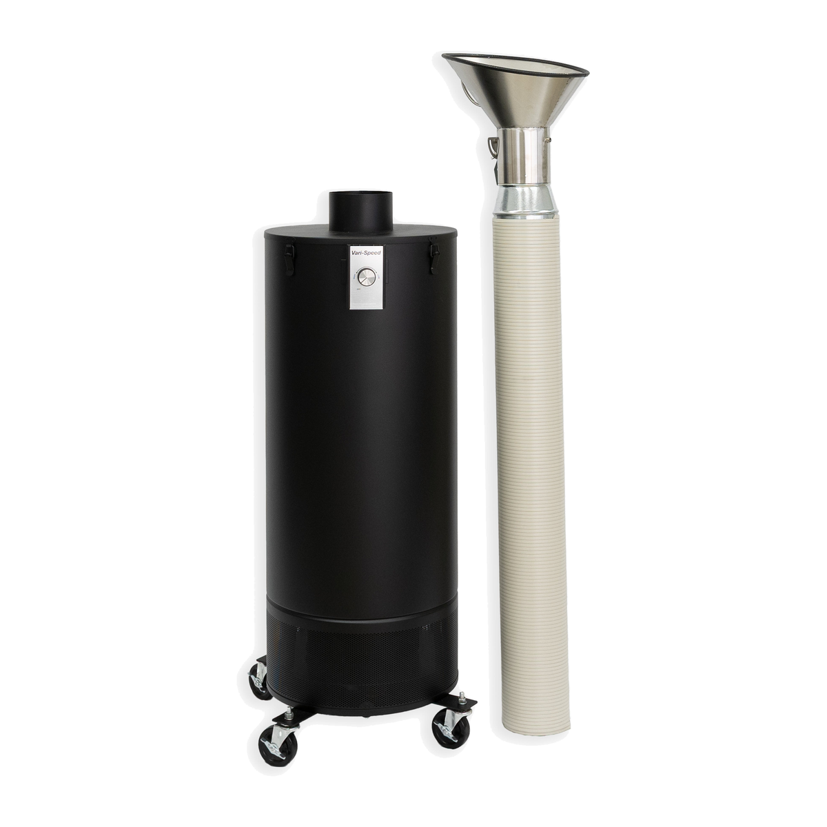 Airpura 900 Max Fume Extractor, Heavy Workshop Fumes, 40 lb Carbon, beside extraction arm