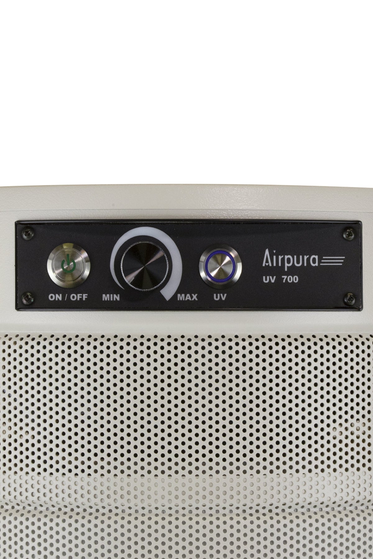 Airpura P700 Cream air purifier, UV control panel close up