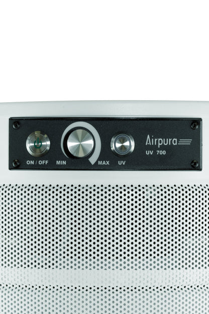 Airpura P700 White air purifier, UV control panel close up