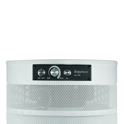 Airpura P700 White air purifier, UV control panel close up