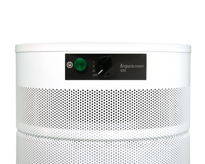 Airpura T400 air purifier, control panel close up