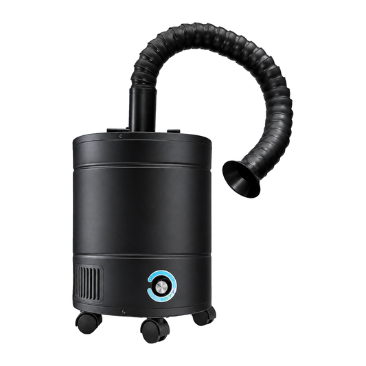 AllerAir Salon Pro 5 Ultra Source Capture Air Purifier, Fumes, front view with capture hose