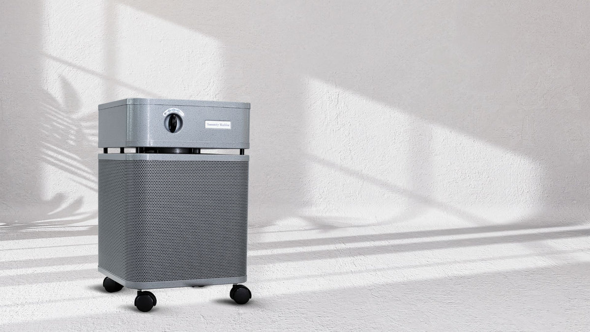 Austin Air Immunity Machine Air Purifier, VOCs and Formaldehyde, lifestyle photo, room with window shadows