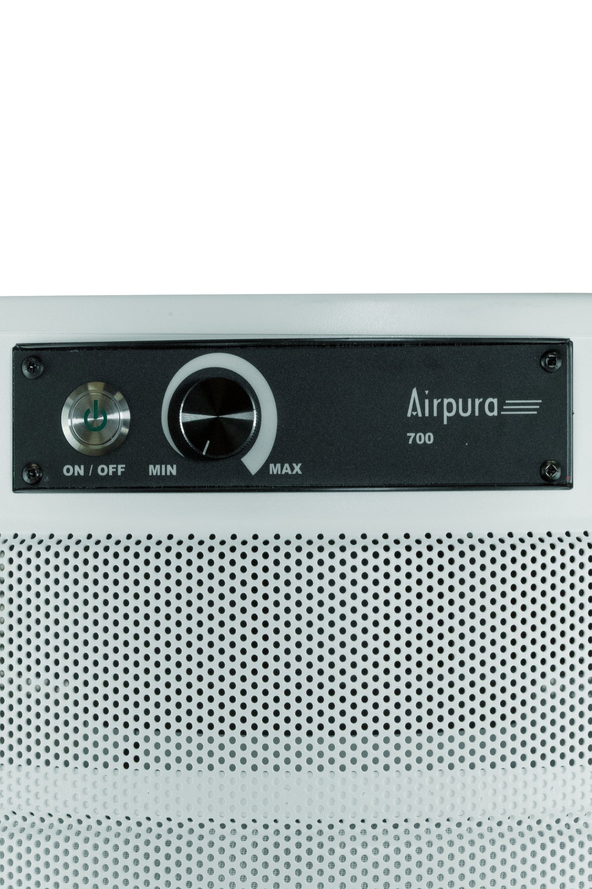 Airpura F700 Air Purifier, Formaldehyde and VOCs, 18 lb Carbon, White, control panel close up