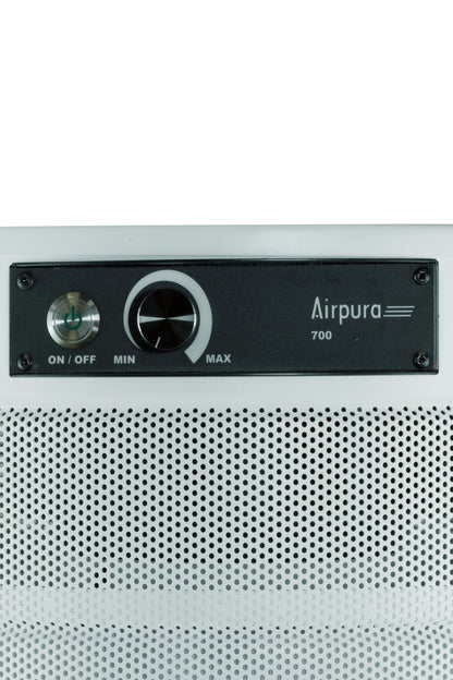 Airpura F700 Air Purifier, Formaldehyde and VOCs, 18 lb Carbon, White, control panel close up