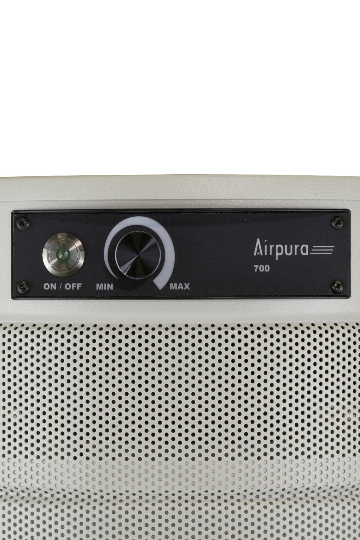 Airpura G700 Air Purifier, Odor-Free Carbon, MCS, 18 lb Carbon, Cream, control panel close up