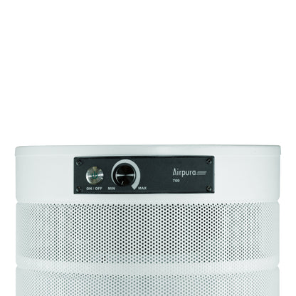 Airpura G700 DLX Air Purifier, Odor-Free Carbon, MCS, 26 lb Carbon, White, control panel close up