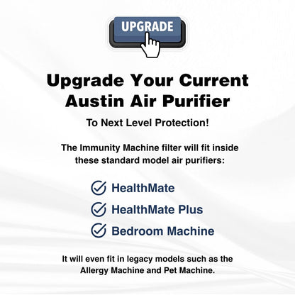 Austin Air Immunity Machine Filter, 8 Phase, Black or White (FR444A/B), infographic