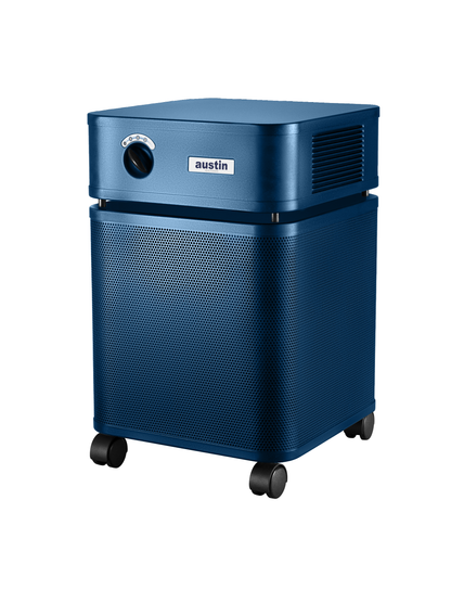 Austin Air HealthMate Air Purifier, Midnight Blue, left view