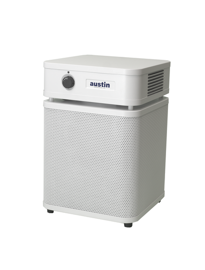 Austin Air HealthMate Plus Junior Air Purifier, White, left view