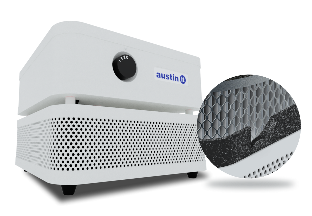 Austin Air it Personal Air Purifier, Odors and VOCs, Carbon Wrap, White, left view