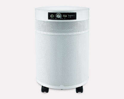Airpura UV700 Air Purifier, Mold and Musty Air, UVC Lamp, 18 lb Carbon, White, front view on grey studio background