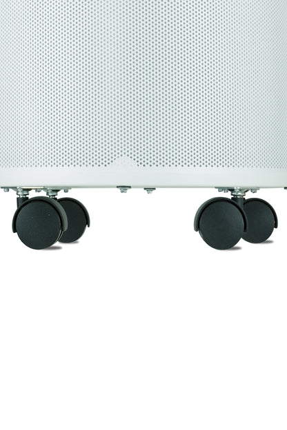 Airpura T700 DLX Air Purifier, Heavy Tobacco Smoke, 26 lb Carbon, White, casters close up